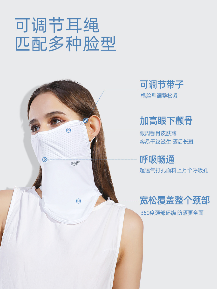 JINGBA SUPPORT  防晒面罩 女夏季护颈防紫外线遮阳全脸口罩 厂家详情图3