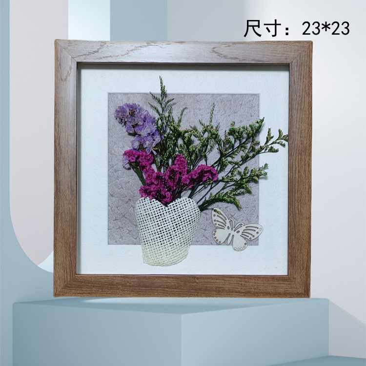 永生花DIY立体干花贴画相框墙壁挂画材料包手工装饰画 尺寸23*23