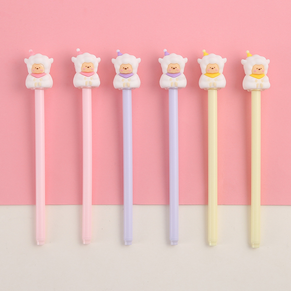 Zhongfan Stationery Cartoon Cute Pet Little Sheep Student Gel Pen Black 0.5 Student creative Gel Pen Wholesale manufacturer details Picture