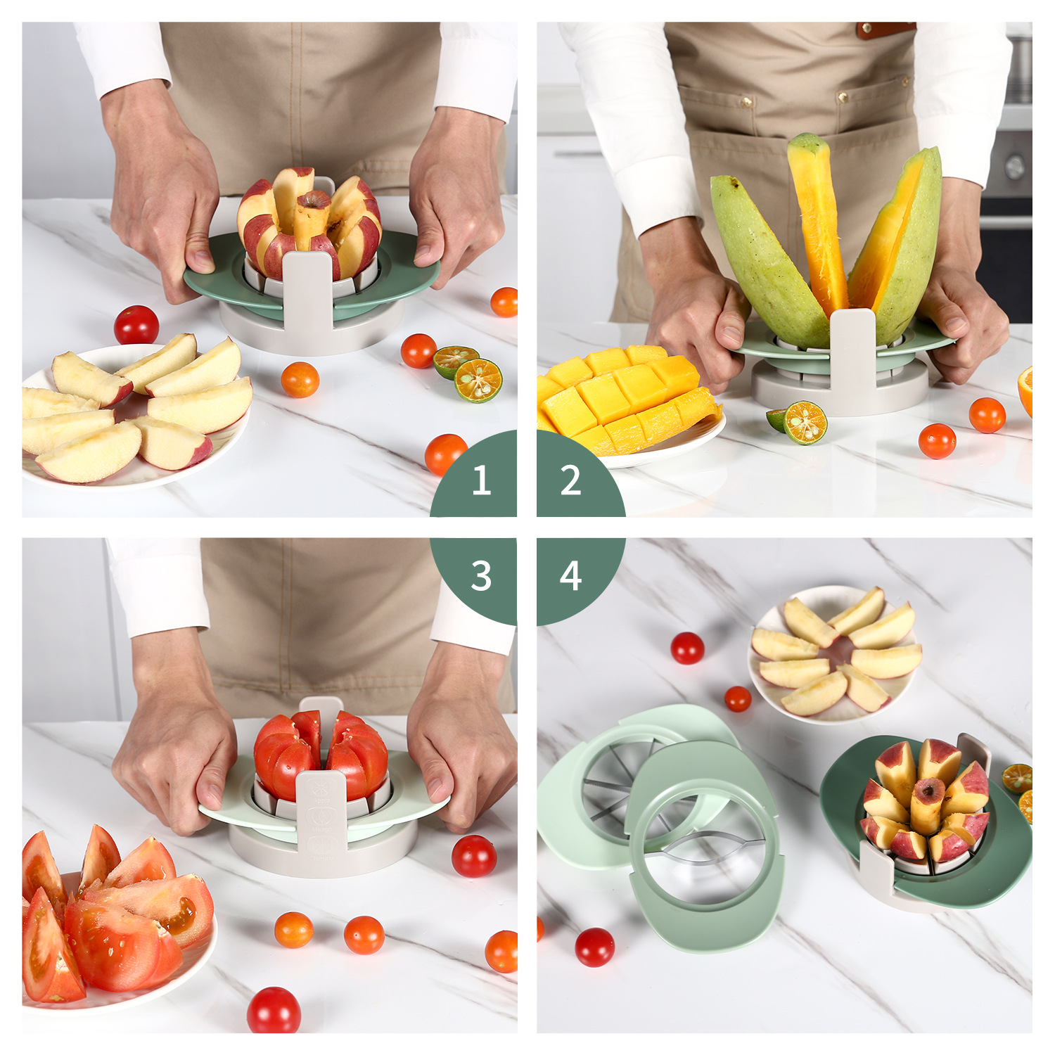 Home fruit slicer 4-piece apple slicer Mango corer Kitchen fruit and vegetable tool Fruit divider details Picture