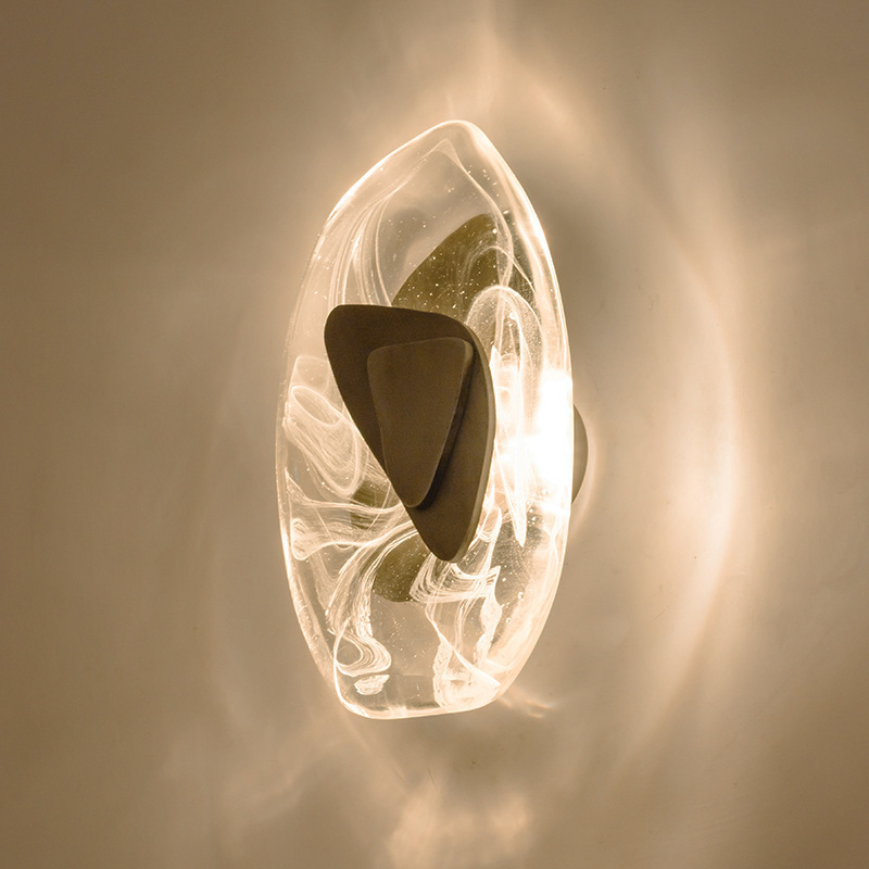 Nordic post-modern simple light luxury crystal wall lamp TV wall aisle lamp model room living room bedroom bedside lamp