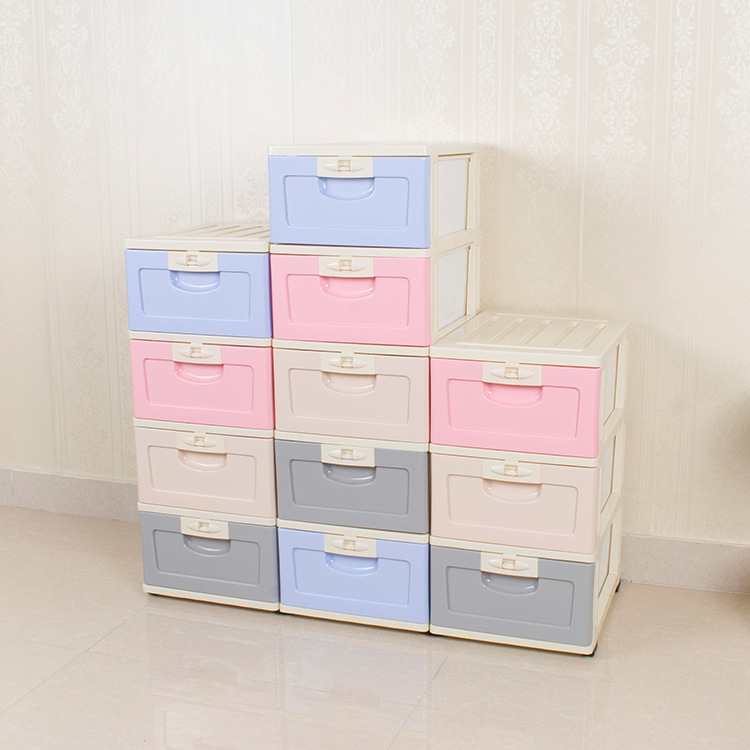 Hongda 10# Multi-Layer Arbitrary Plastic With Self-Locking Function Macaron Color Stitched Cabinet Dormitory Drawer Closet