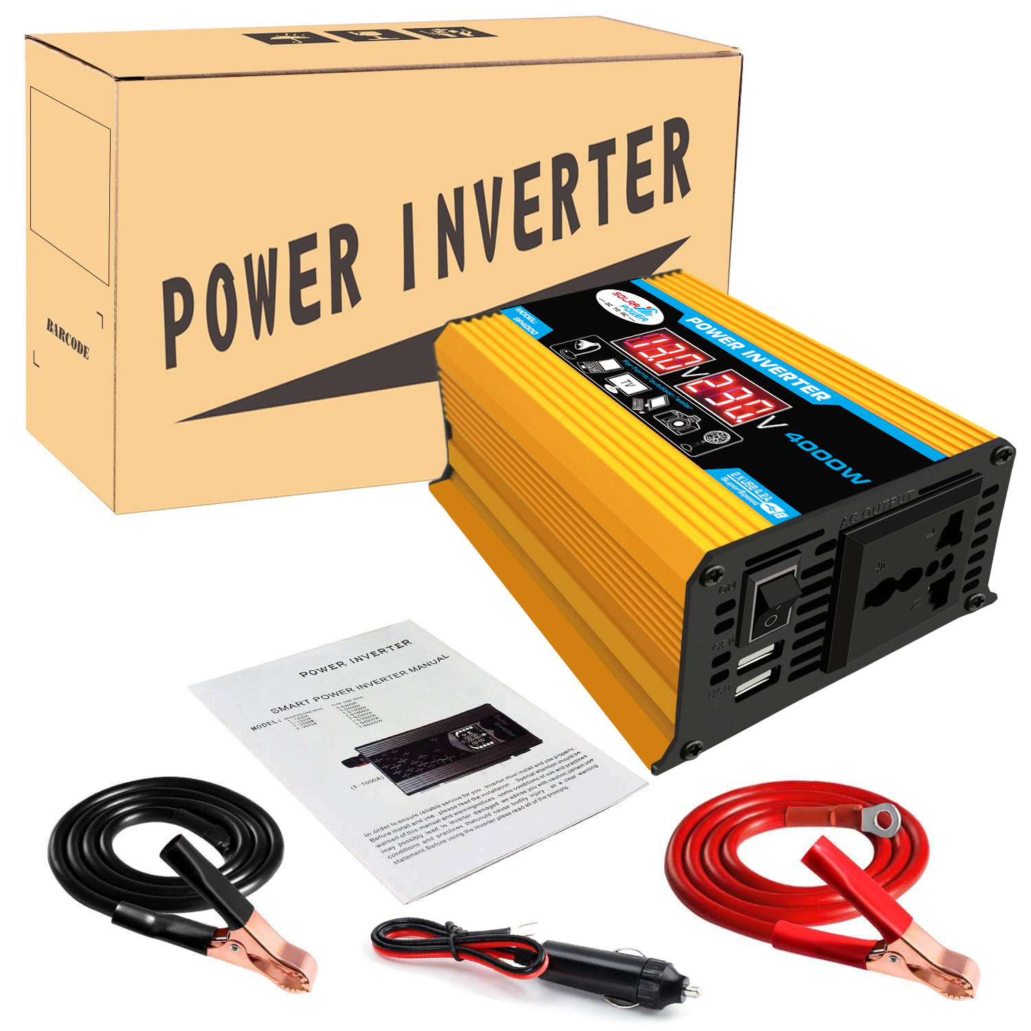 Cross-border bestseller inverter 12V-220V/110V300W portable with dual USB for car and home use and display screen pic 26