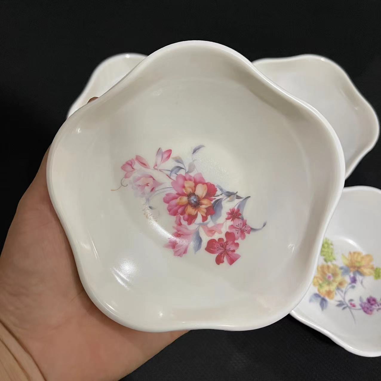 【 Zone 3-10 】7468 Dish 480 per box 7468 White Patterned Vinegar Dish, Small Dish, Dumpling Dipping Sauce Dish, Restaurant Fast Food Dish, Pickles Dish, Cold dish Dish details Picture