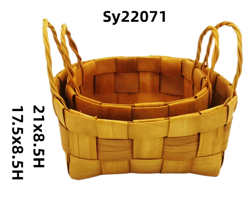 Sy22071 Japanese Handmade Wood Chips Double Ear Bread Basket Fruit And Vegetable Basket Snack Basket Sundry Storage Basket Application Scenario