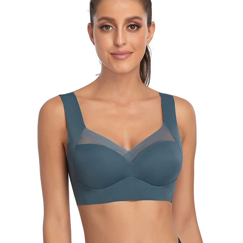 Stock Cross-Border Amazon Plus Size Bra Thin Bra No Underwire Women's Vest Underwear 21-528 details Picture