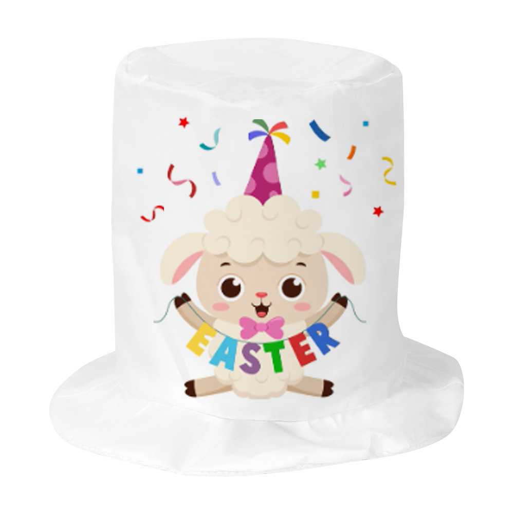 Amazon's new Easter hat, clothing, props, digital printed rabbit, polyester high hat, party supplies customization details Picture