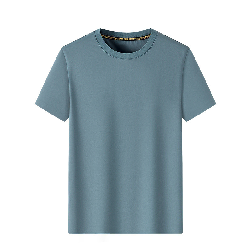 Summer short-sleeved T-shirt for men, fashionable and simple solid color round-neck half-sleeved top for men's clothing, suitable for men Specification image
