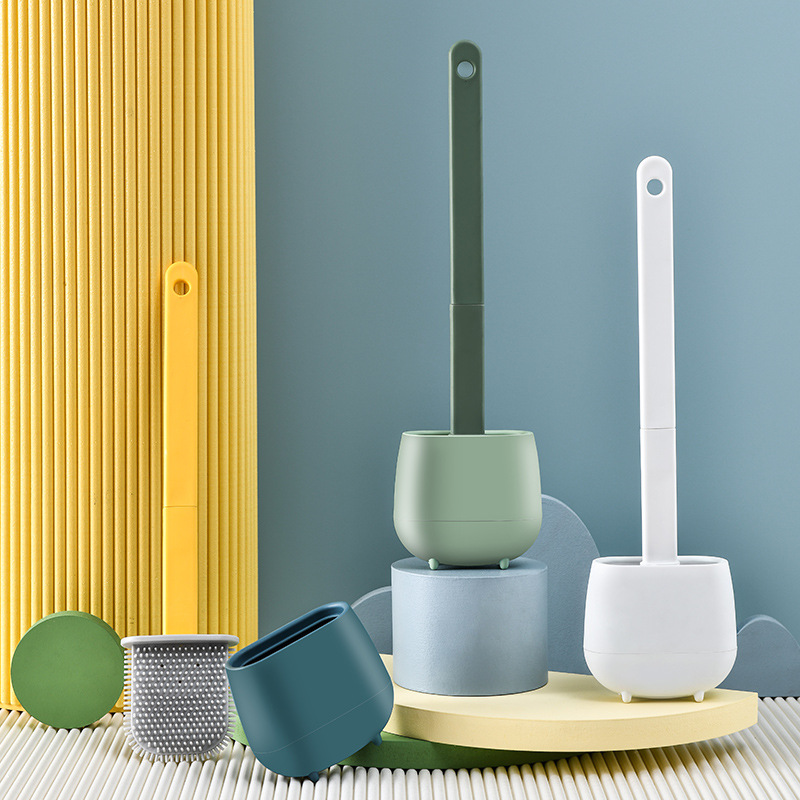 Household Simple Toilet Brush Set Can Wall Hanging Plastic No Dead Corner Toilet Brush Daily Necessities Long Handle Cleaning Brush