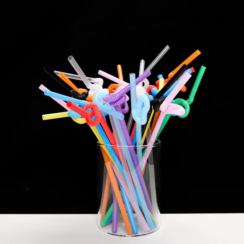 Wholesale Disposable Straws Single Independent Packaging Color Art Straws Drink Styling Long Straws 100 Pieces/Pack details Picture