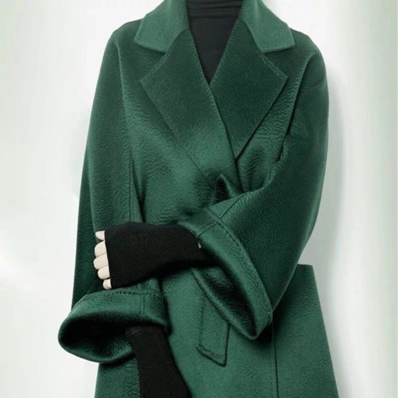 Water ripple double-sided cashmere coat for women, mid-length, high-end 2022 autumn 20% cashmere woolen coat