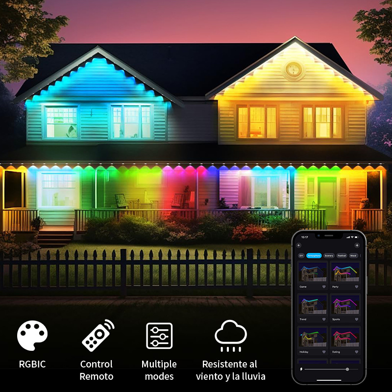Bluetooth outdoor eave light Music Iridescent waterproof APP intelligent control eave light source manufacturer full figure
