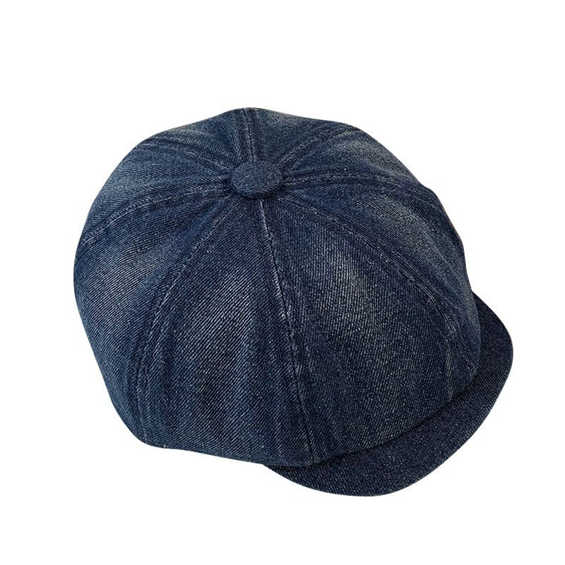 Japanese-style artistic and retro denim berets are versatile for women, fashionable baseball caps and front hats are trendy for women, and old-fashioned octagonal hats are stylish for men Item Picture