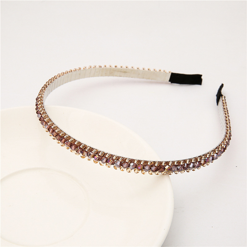 New Korean-style crystal rice bead woven fine hairband, fashionable and feminine beaded headband, anti-slip headwear, cross-border wholesale pic 8