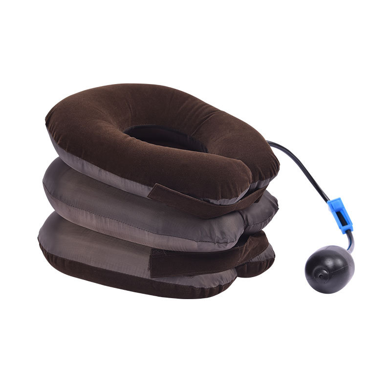 Original manufacturer inflatable neck pillow, household inflatable U-shaped neck pillow, cervical traction instrument, three-layer neck support, full fleece, half fleece details Picture