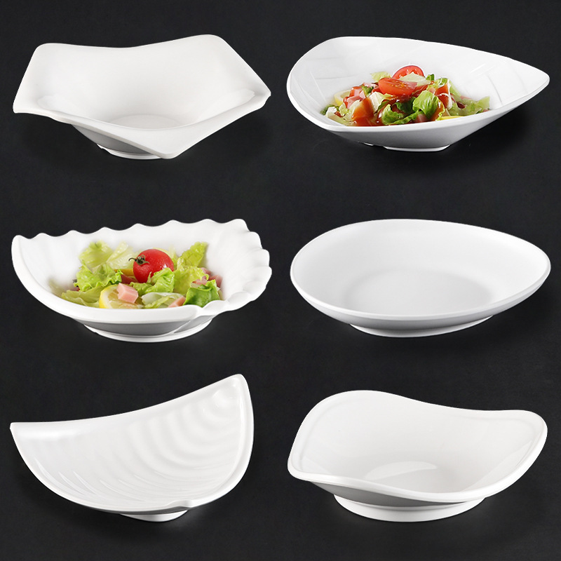 Melamine plates, porcelain, hotel tableware, restaurant cold dish plates, triangular irregular-shaped plates, restaurant stir-frying plates, commercial use