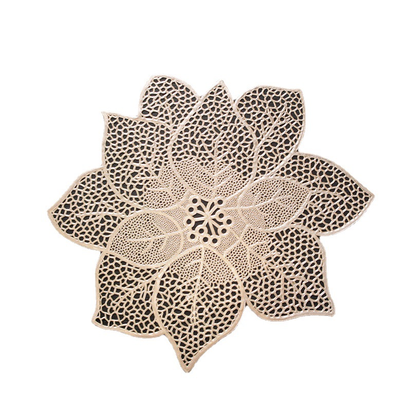 European Light Luxury Bronzing Bauhinia Hollow-Out Placemat Home Decoration Pvc Waterproof, Oil Resistant, Non-Slip Heat Insulation Mat Table Mat Item Picture