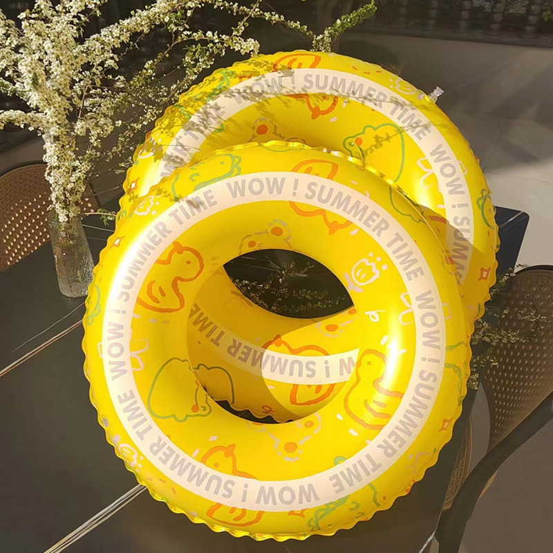 Spot Printed Yellow Duck Swimming Ring Children's Environmental Cartoon Swimming Ring Adult Children Underarm Ring Wholesale details Picture