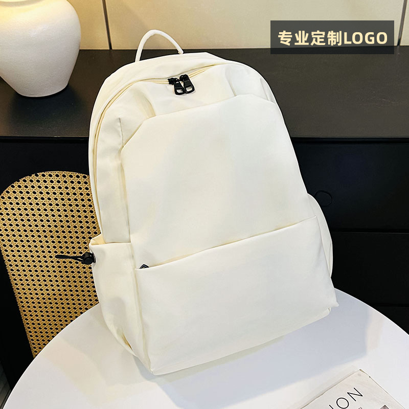 森系大容量休闲双肩包ins韩版纯色百搭初高中学生书包定制印logo