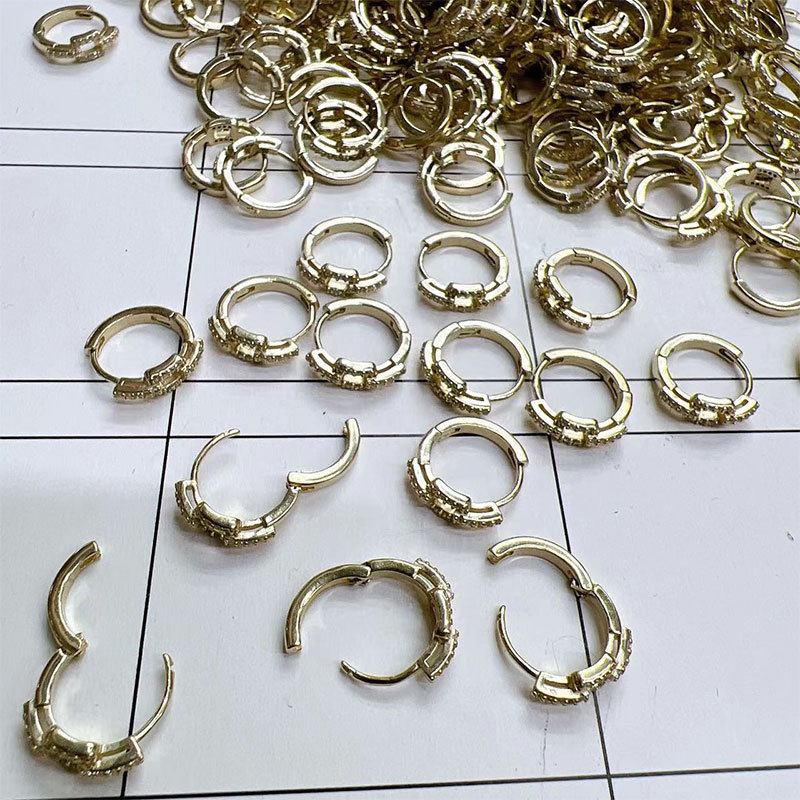 Korean simple round style micro-inlaid earring copper blank original accessory zircon earrings for women DIY micro-inlaid earrings Specification image