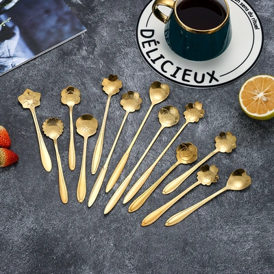 Stainless steel cherry blossom spoon home coffee spoon Creative dessert spoon mug Glass breakfast cup mixing spoon direct sales thumbnail