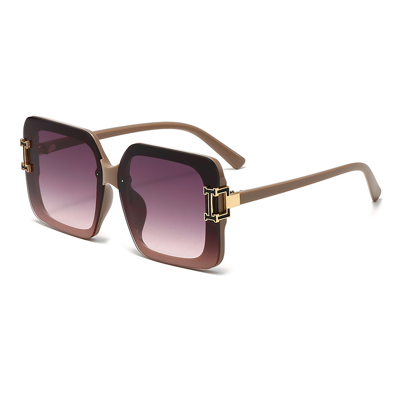 2024 New Korean-style fashionable sunglasses with H letter decoration for sun protection and personalized styling, women's square frame Item Picture