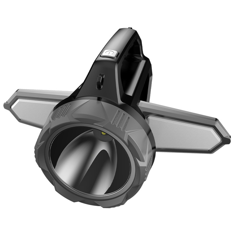 Cross-border multi-functional solar-powered charging high-intensity portable lamp, household outdoor camping red light warning emergency searchlight Item Picture