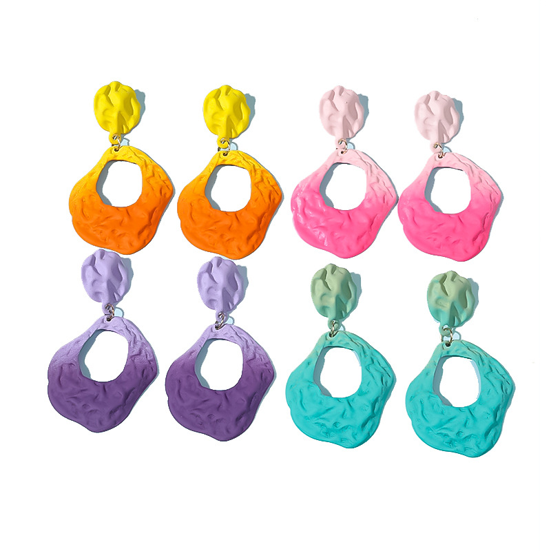 亚马逊新款热销渐变色拼接几何耳环百搭创意气质时尚个性多彩耳坠