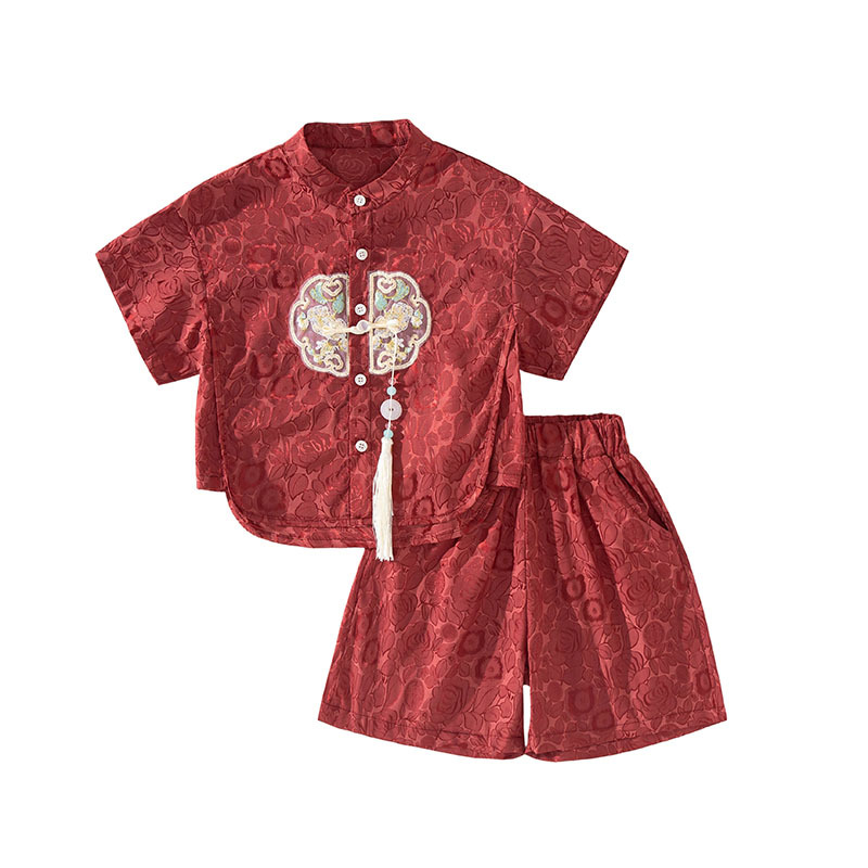 National Trend - New Chinese Style for boys and girls, Chinese-style Hanfu and Tang suits with a retro jacquard style, baby first birthday dress photos Item Picture