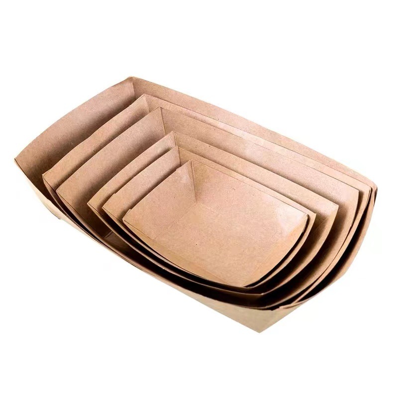 Disposable Boat Box Open Snack Packing Box French Fries Chicken Cutlet Fried Chicken Kraft Paper Free Folding Paper Box In Stock Item Picture