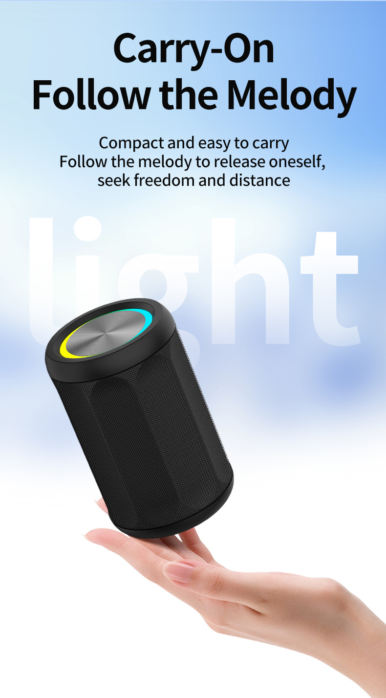 2025跨境新款迷你布艺蓝牙音箱无线TWS互联立体声便携式炫彩音响详情2