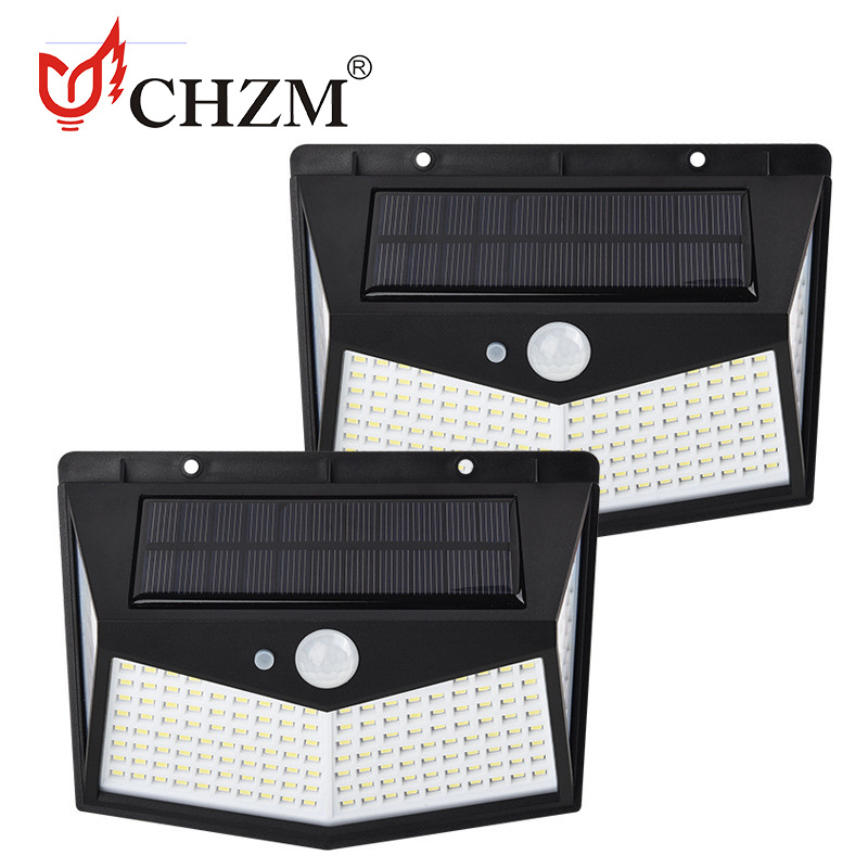 New 212LED solar wall lamp, integrated human body sensor wall lamp, outdoor waterproof garden lamp details Picture