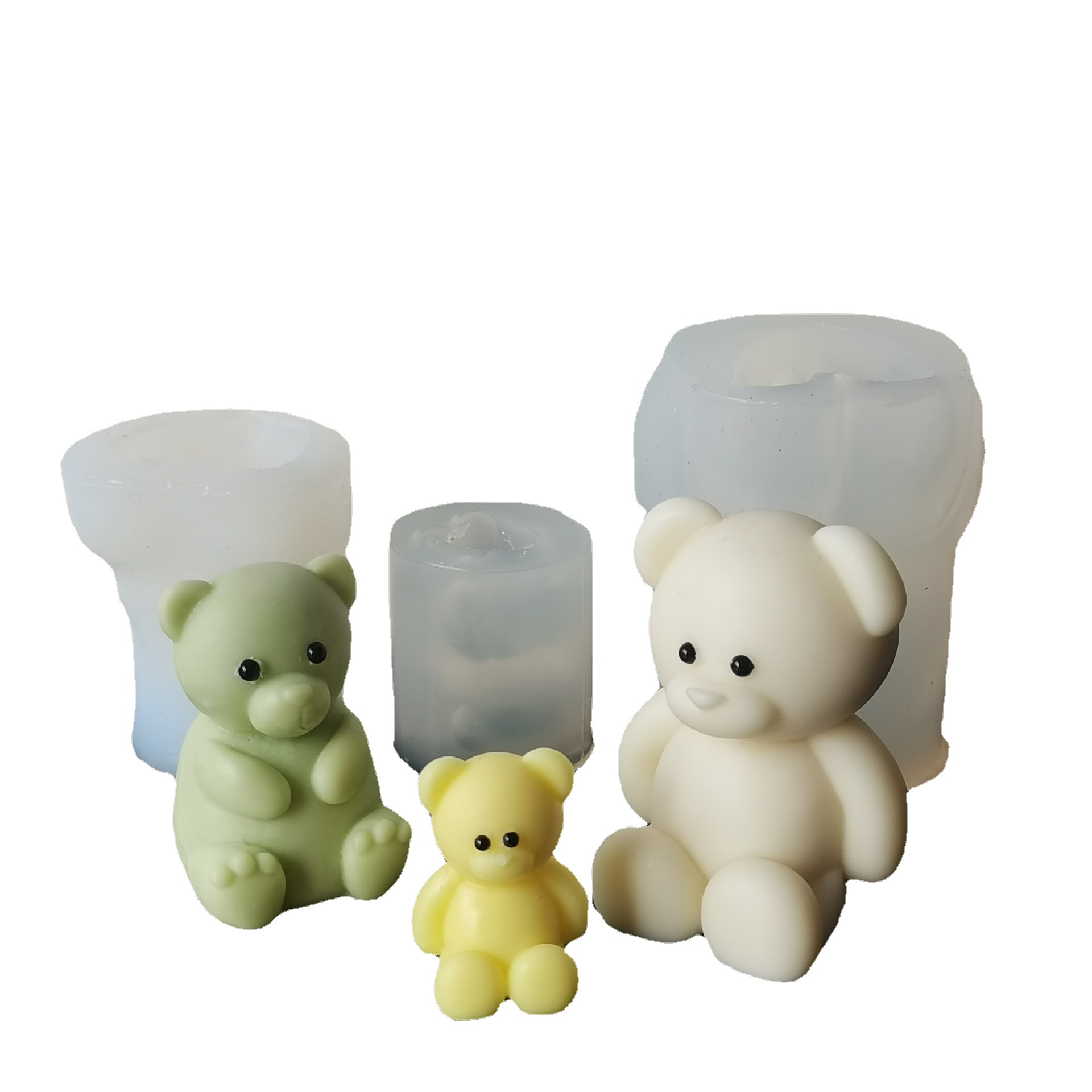 Cross-border chubby big and little bear candle silicone diy Korean scented gypsum resin cake decoration sitting bear mold Item Picture