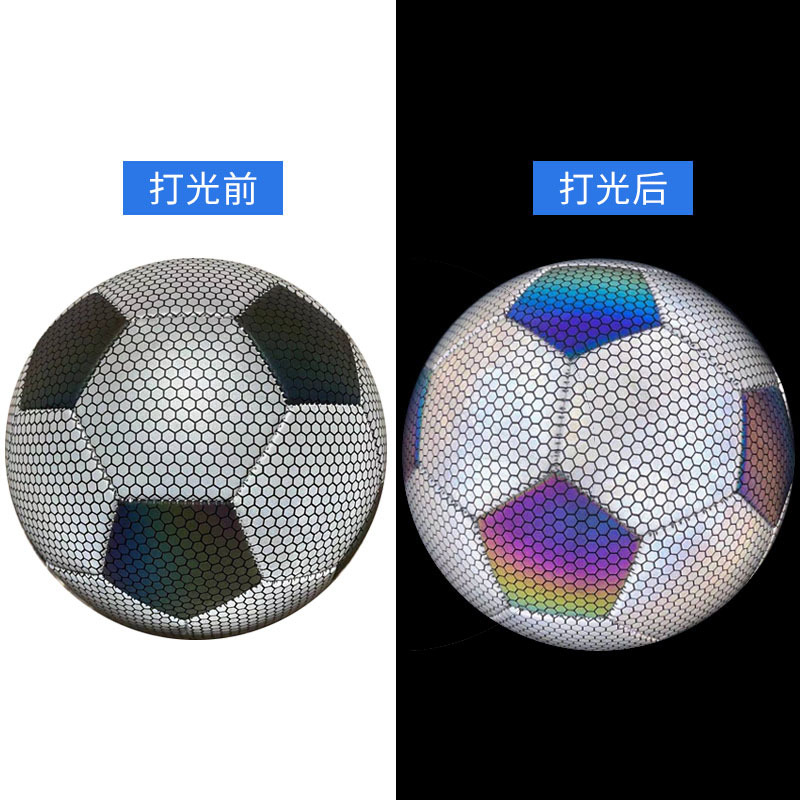 Wholesale of cross-border fluorescent reflective luminous footballs, No. 4 and No. 5 PU machine-sewn training luminous footballs Specification image