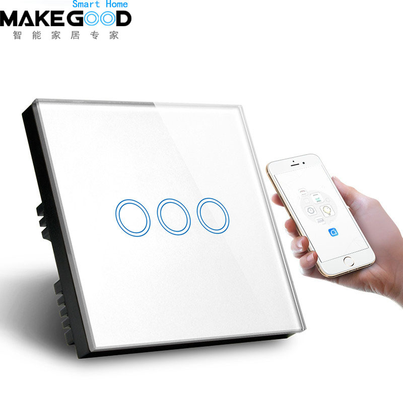 WiFi switch 3 single control mobile phone remote control wifi wall switch 86 series touch switch socket