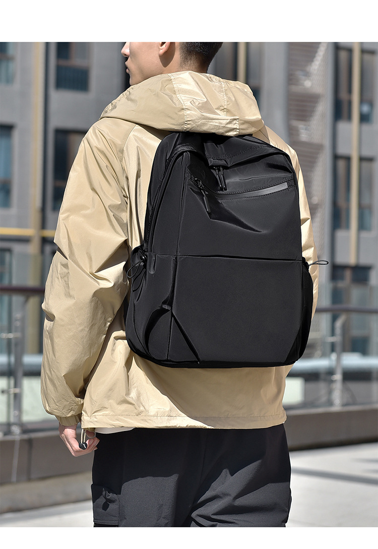 跨境外贸2025新款男士通勤双肩包大容量简约背包学生书包电脑包详情15