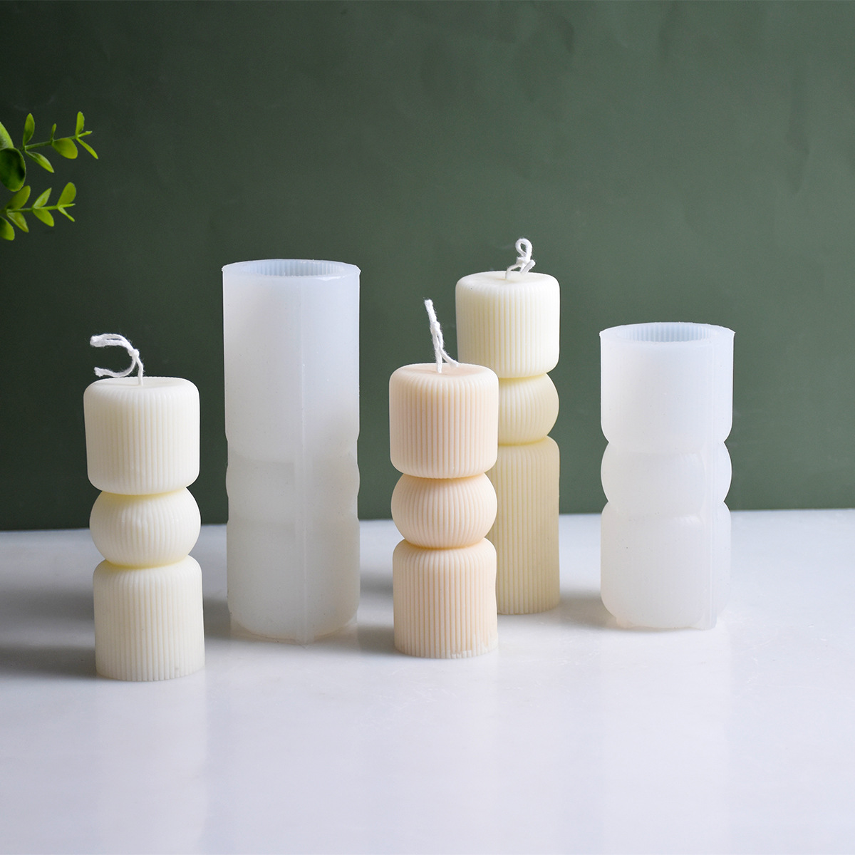 Cross-border exclusive InS-style striped ball cylindrical candle molds, DIY gypsum ornaments, diffuser stones, epoxy resin molds Application Scenario