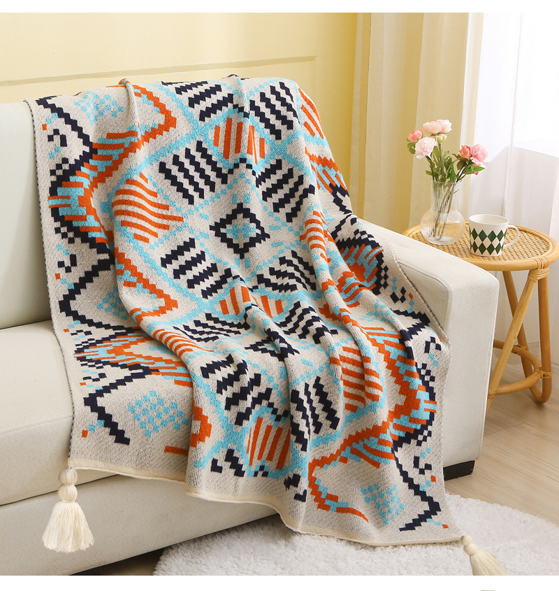 Boho Sandstorm Cover Blanket Hotel Bed End Blanket Towel Office Air Conditioning Knitted Nap Sofa Blanket