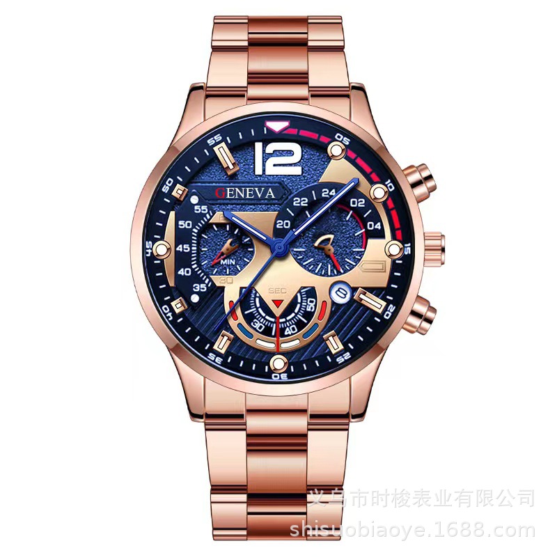 Cross-border best-selling men's steel band calendar quartz watch, sports luminous hand quartz watch men's wristwatch Specification image