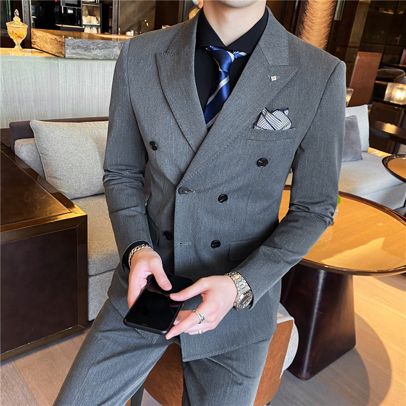 Men's three-piece suit set, Korean-style slim-fit small suit, professional formal wear, best man's attire, groom's wedding dress Application Scenario