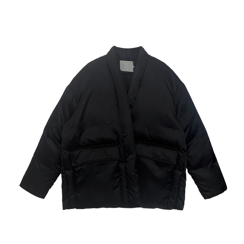 Unity Mode Japanese Cardigan 90 White Down Jacket Women's Winter Lazy Design Feel Loose Coat Item Picture