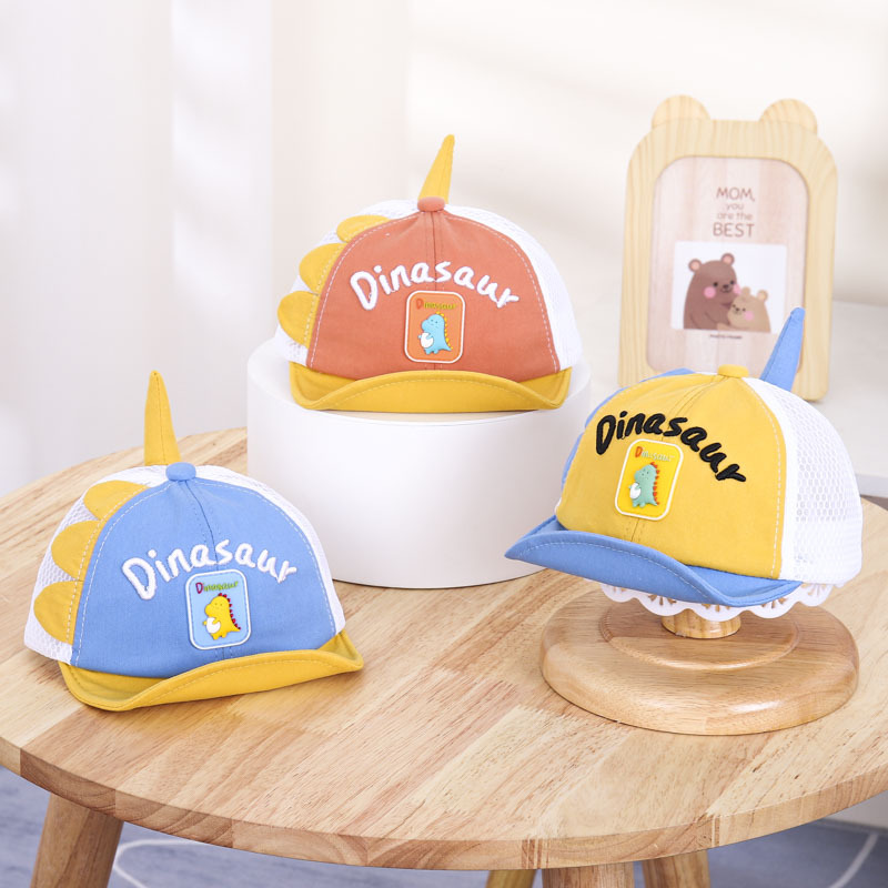 Baby hat 2022 summer baby net cap cute mesh cap boy girl dinosaur baseball cap tide