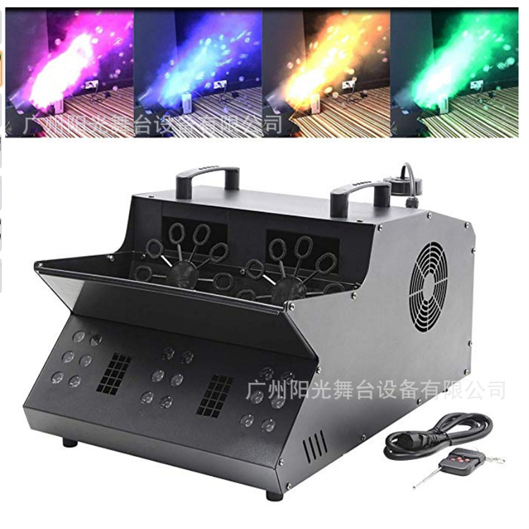 Original Stage Special Effect Smoke Bubble Machine Integrated Led Dual-Wheel Dmx Wedding Stage Remote Control Smoke Machine