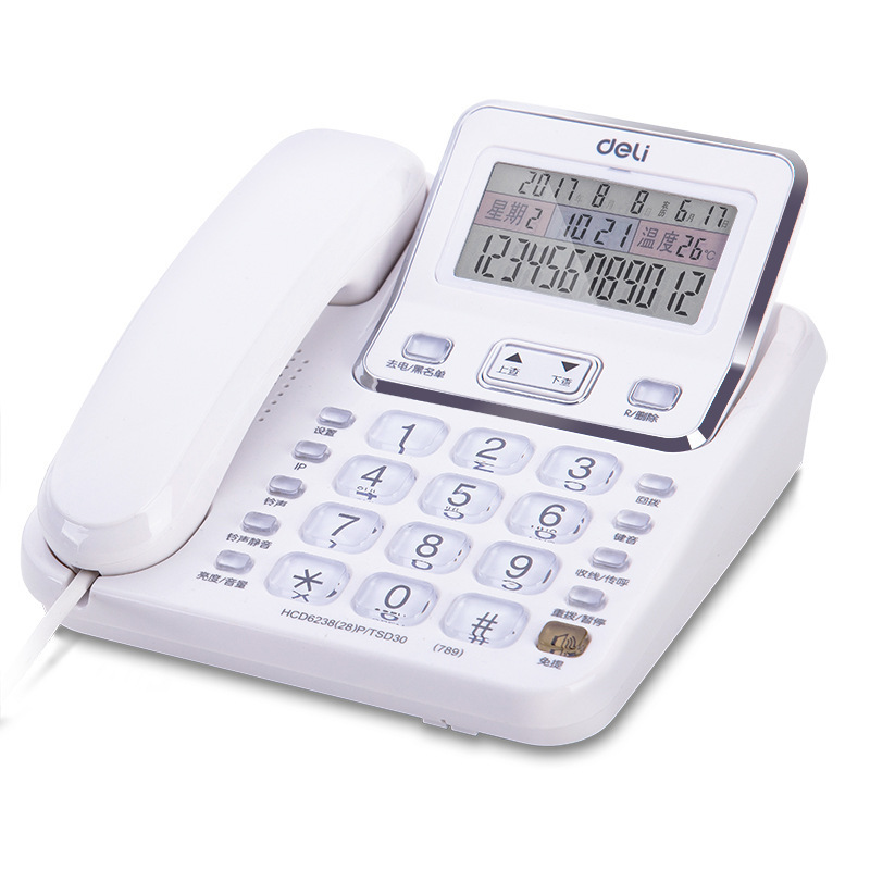 得力789黑色电话机办公家用座机带来电显示固话白色固话机批发详情图5