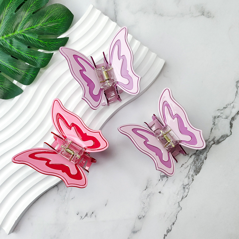 New butterfly PVC gripper, high-quality and cute butterfly hair clip, girl shark clip, fashionable hair accessory factory direct sales Specification image