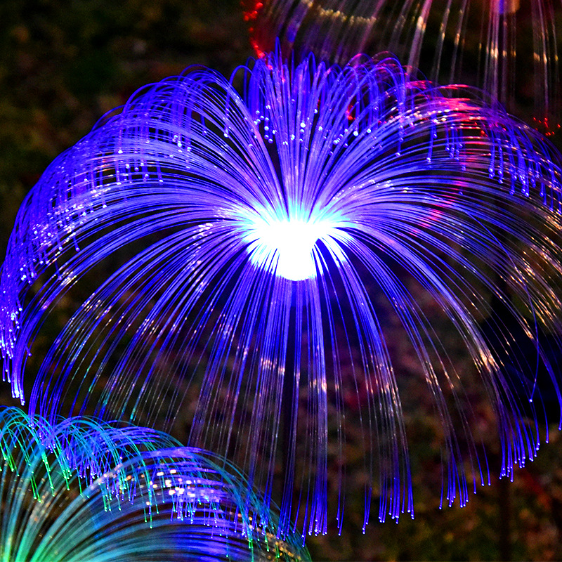RGBled太阳能灯庭院装饰七彩光纤水母灯流星雨氛围节日灯