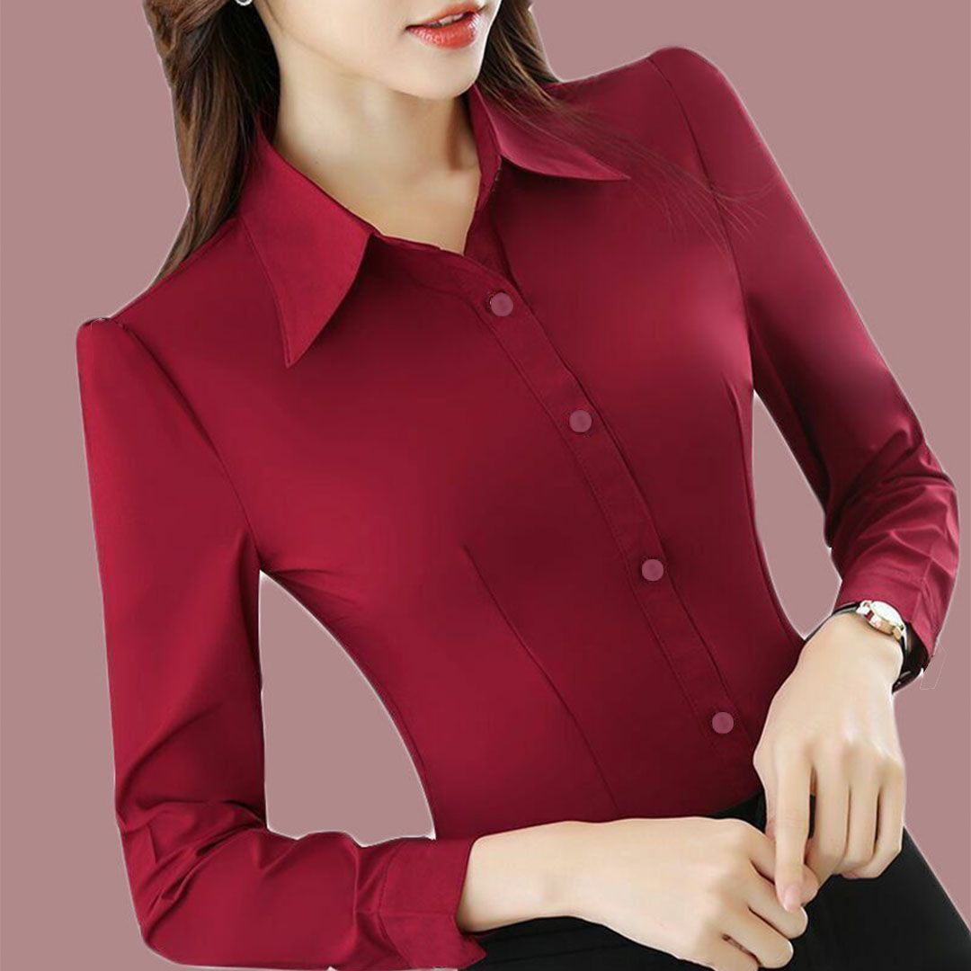 衬衫女长袖2022新款秋装韩版修身显瘦气质洋气打底职业女士衬衣潮