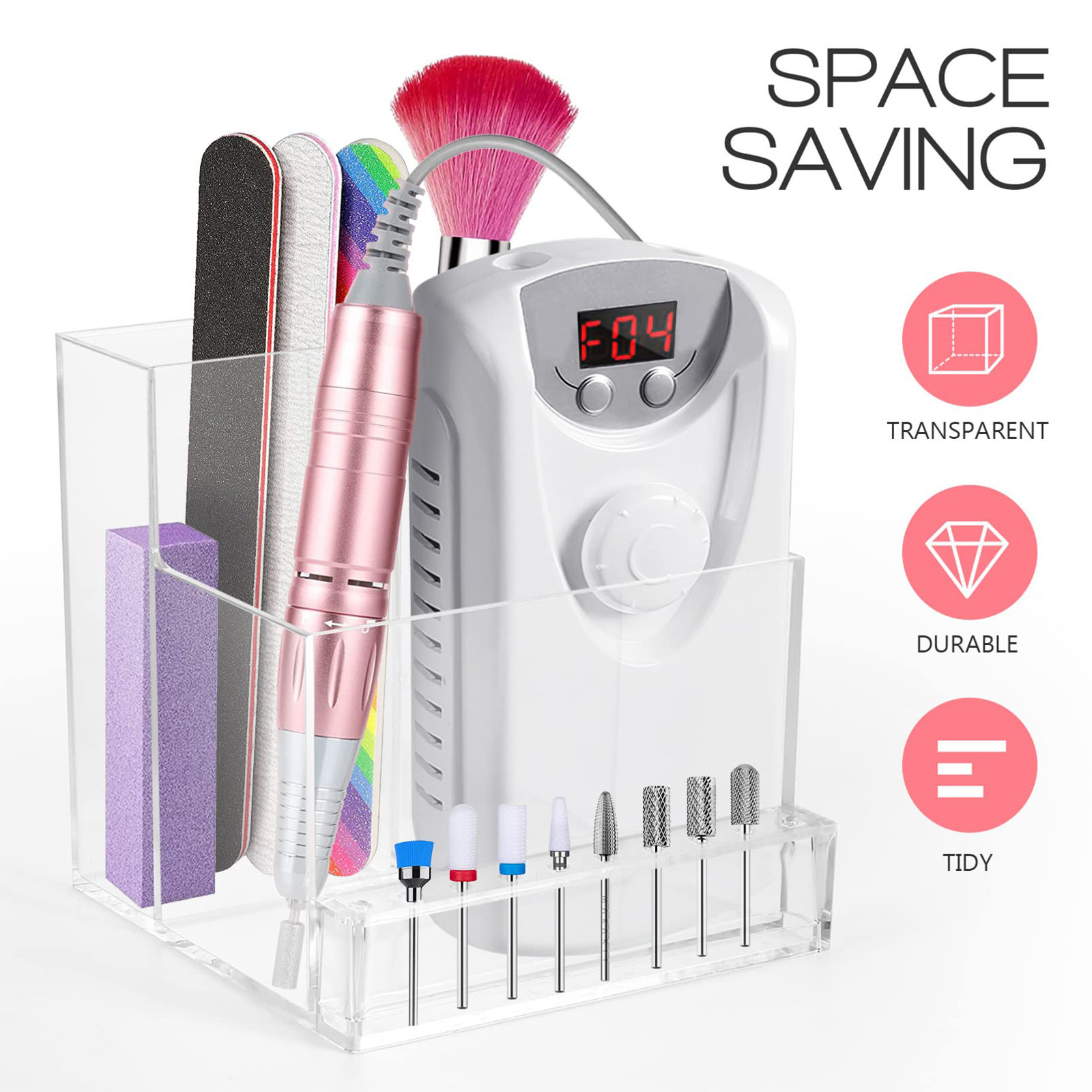 Japanese nail tools sander storage rack storage box transparent grinding head drill finishing box wholesale full figure