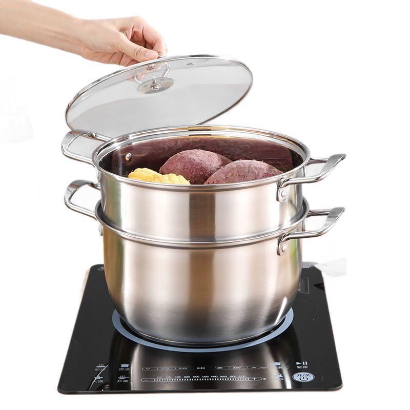 Chaozhou Hufa Stainless Steel Set Cookware wholesale, double-bottom cross-border ten-piece set, small milk pot, large capacity soup pot Item Picture
