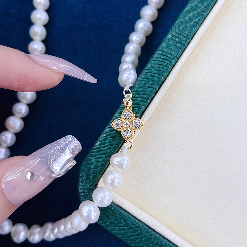 10mm18k real gold micro-inlaid single-row pin buckle, pearl necklace, bracelet buckle, diy sweater chain buckle